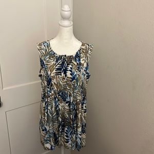 Blue/green printed design tank top